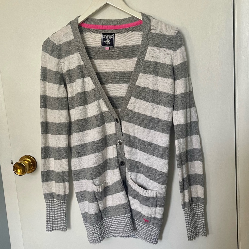 RARE Victoria’s Secret Pink Varsity Striped Cardigan